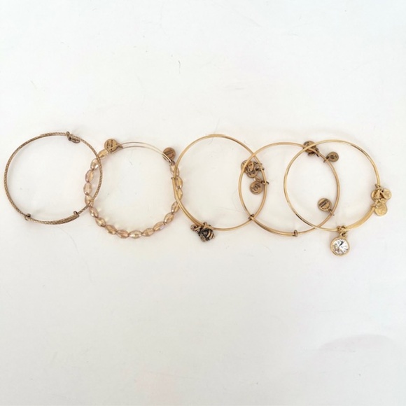 Alex and Ani set of 5 Gold bangles - Picture 2 of 7